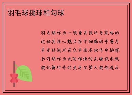 羽毛球挑球和勾球